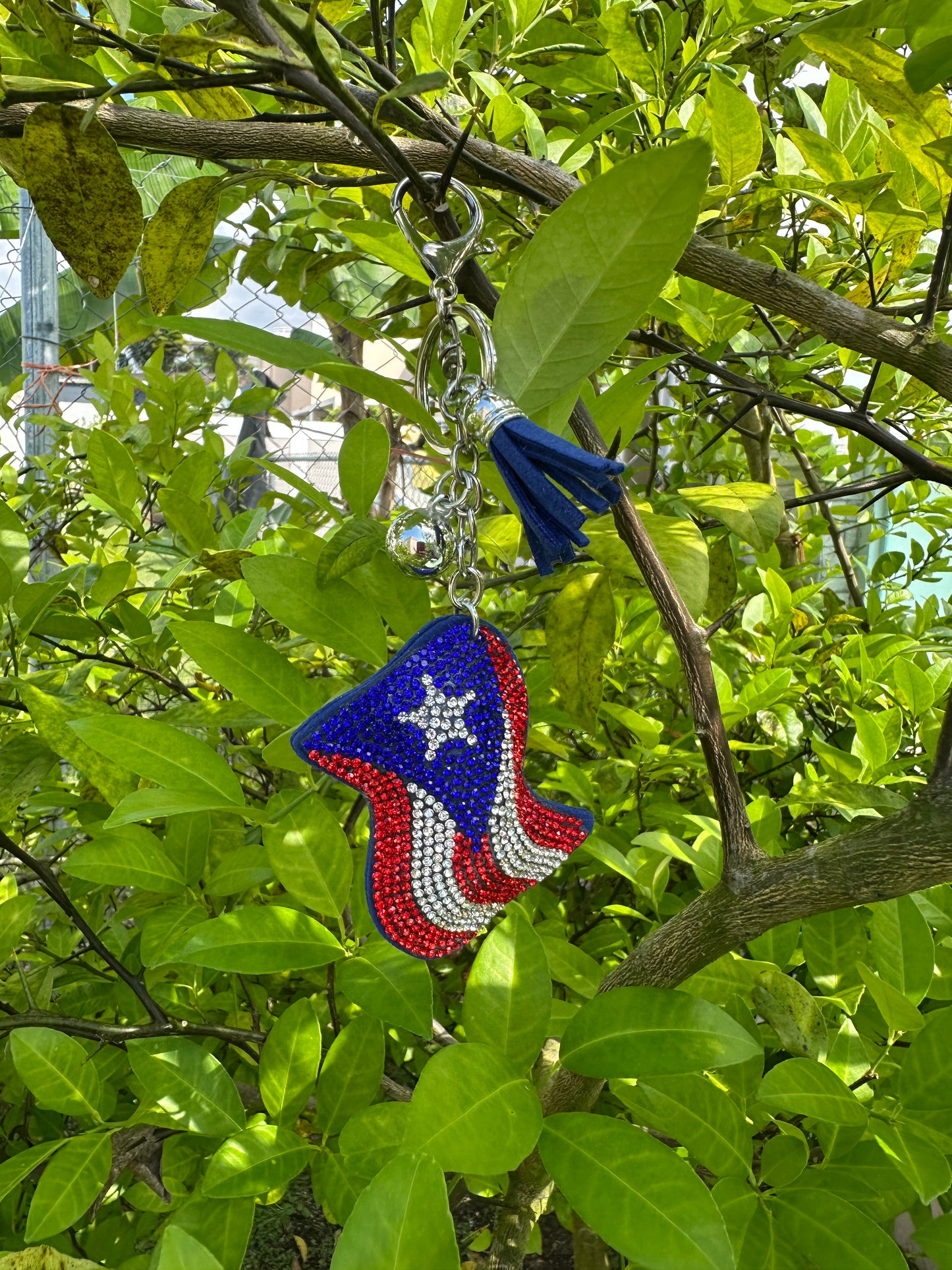 Llavero Brillante de la Bandera de Puerto Rico