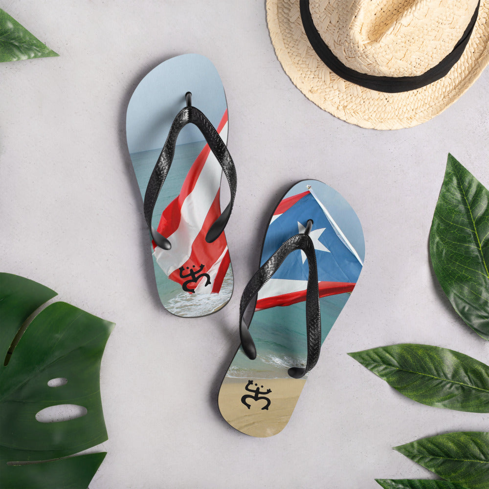 LA VERDADERA COMBI Puerto Rico Conmigo y el Coqui Taino Flip-Flops