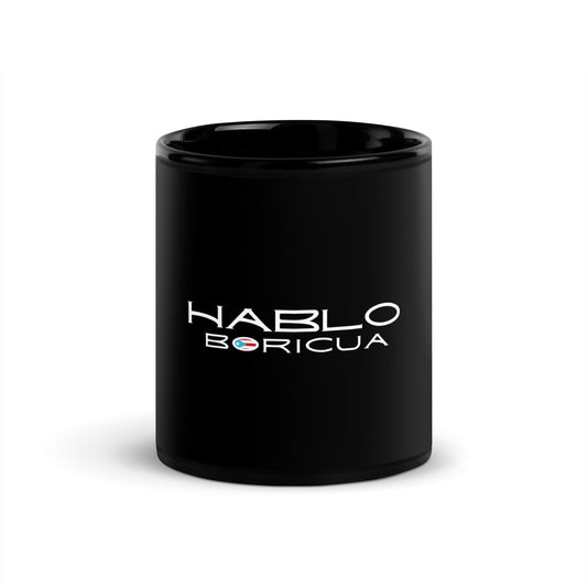 Hablo Boricua Black Glossy Mug