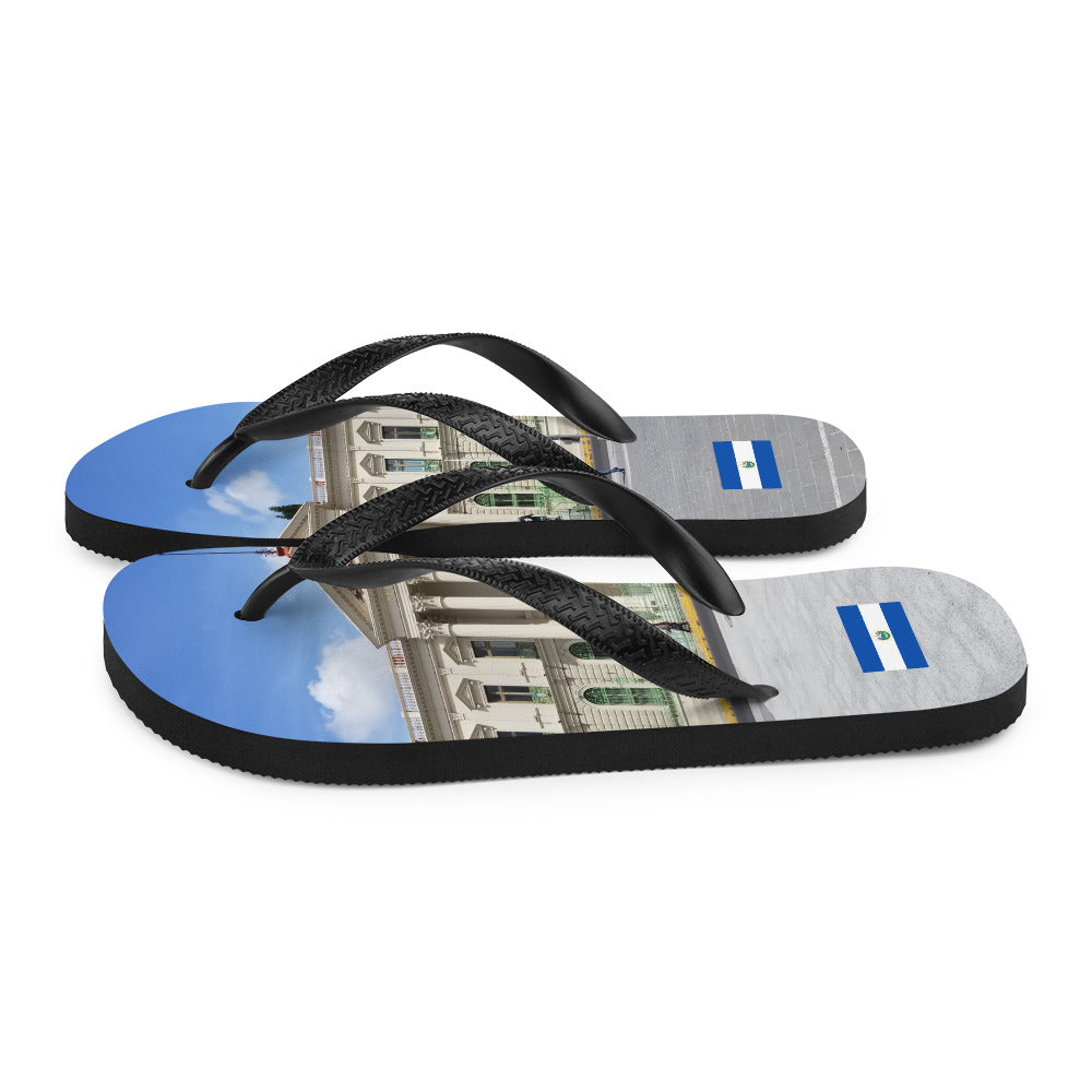 LA VERDADERA COMBI ! Centro Historico y su Bandera de El Salvador, Flip-Flops