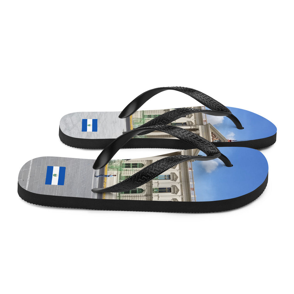 LA VERDADERA COMBI ! Centro Historico y su Bandera de El Salvador, Flip-Flops