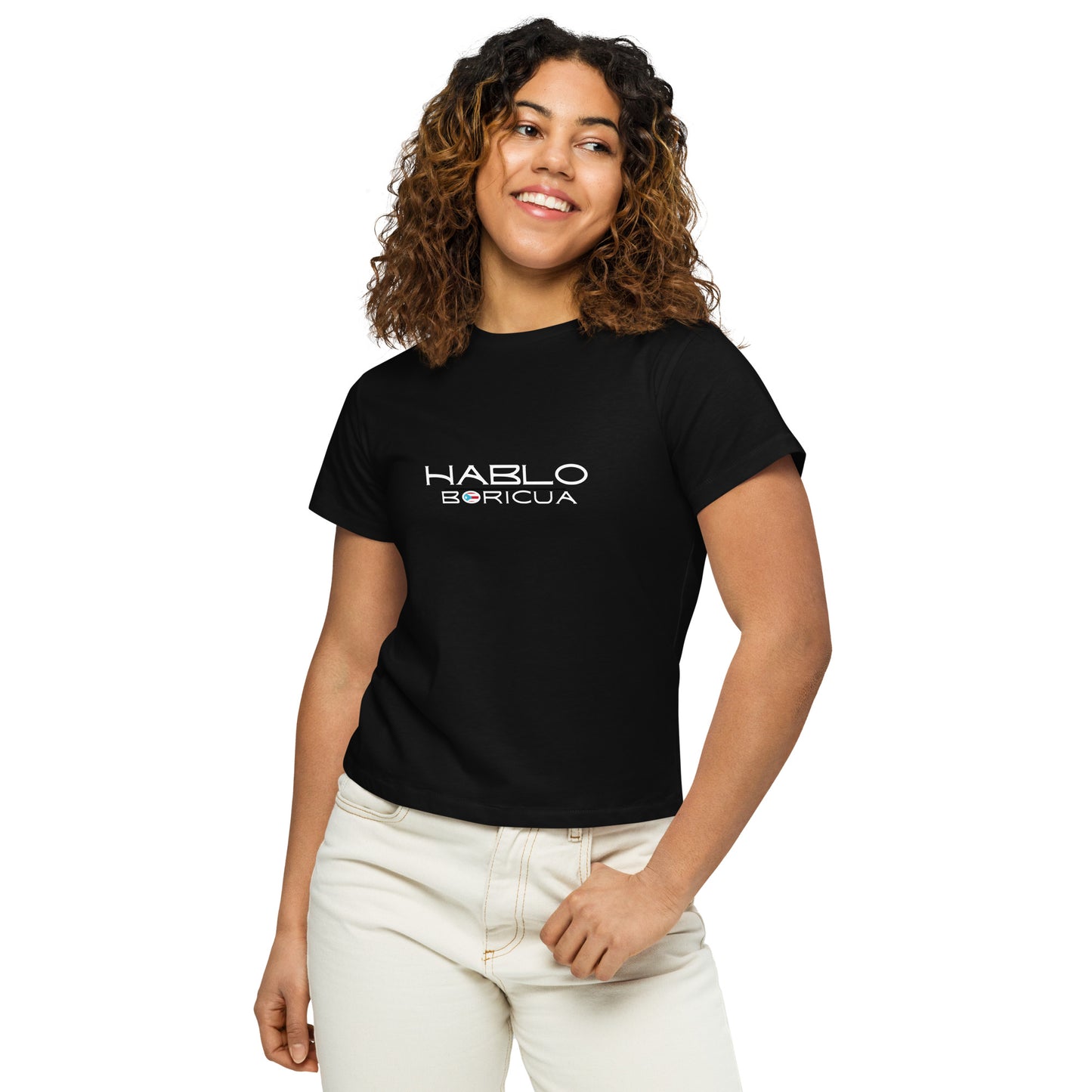 Hablo Boricua Women’s high-waisted t-shirt